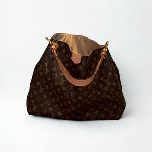 Louis Vuitton Monogram Hobo Tote in Dark Brown with Tan Trim-Excellent condition